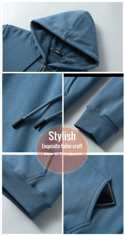 Big Size Hoodie Men Hood Long Sleeve Sweatshirt Male Zip-up Loose Cotton Fleece-lined Casual Top Zipper Large Fat Plus 10XL 12XL.