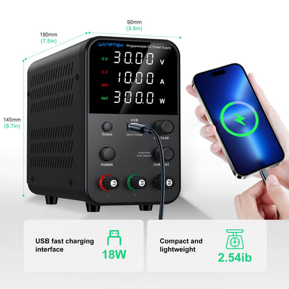 Wanptek Laboratory Power Supply 30V 5A 30V 10A 60V 5A 120V 3A Adjustable with USB fast Charging Bench DC Power Supply.