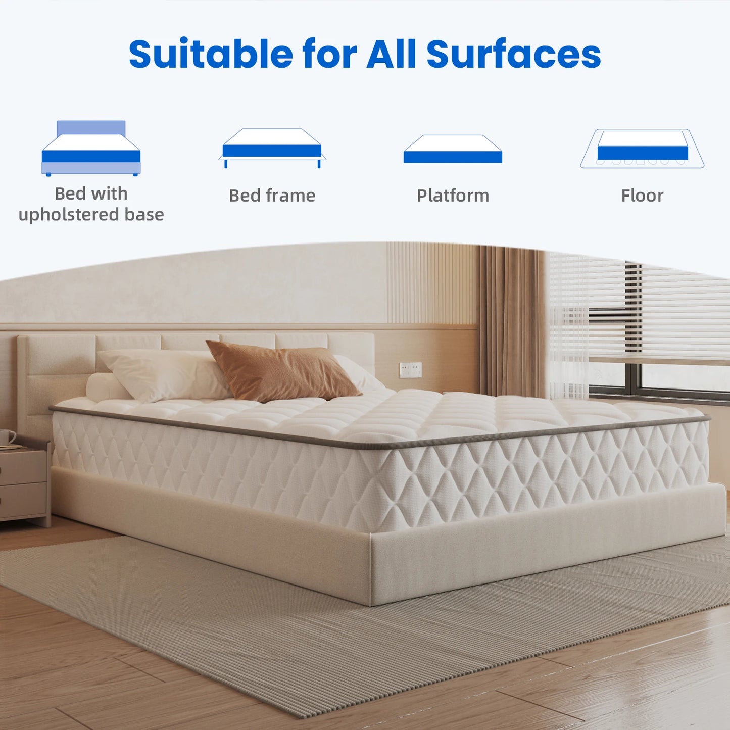 AUTHMIC 7-Zonen-Taschenfederkernmatratze aus Naturlatex-Memory-Schaum, 140 x 200 cm, 90 x 200 cm, orthopädisches Rückenstützbett