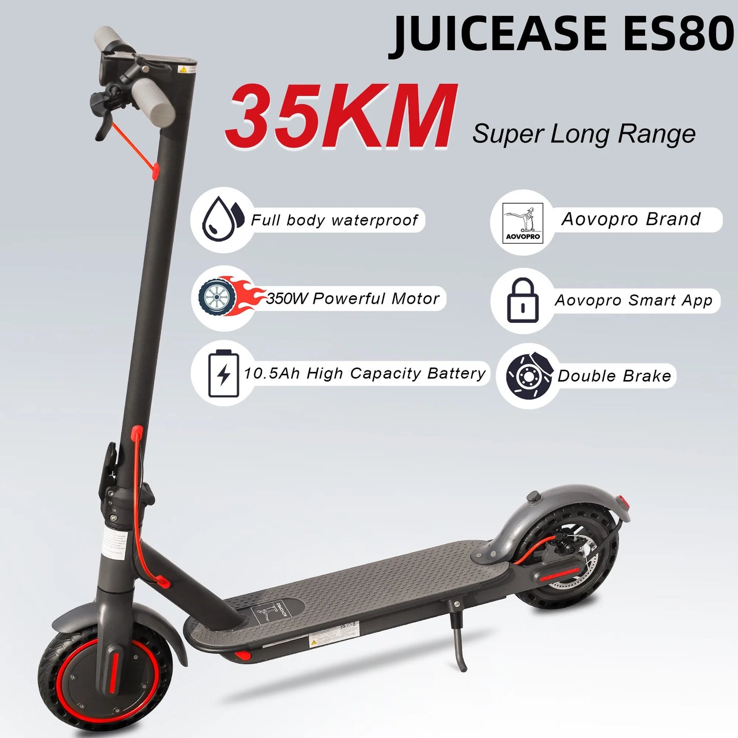 JUICEASE Portable Electric Scooter 16/45KM Smart APP 31/35KM/H Fast Speed 350W/1000W Waterproof IP65 Electric Kick Scooter.