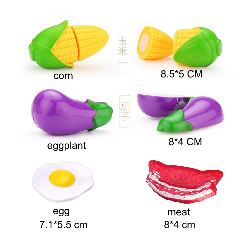 Kids Kitchen Playset,Pretend Food Kitchen Toys-Play Kitchen Accessories Cutting Food Toy, Pretend Play for Boys, Girls.