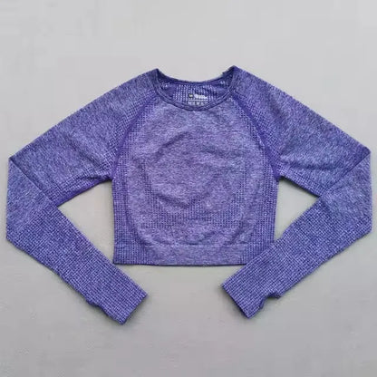 Seamless Yoga Shirt Women Fitness Long Sleeve Crop Top Workout Tops Gym Clothes Sportswear Running T-shirts.
