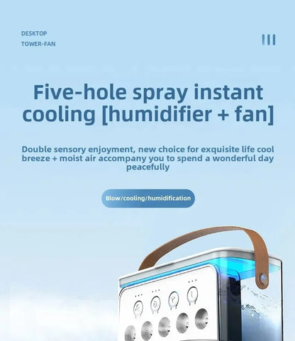 Portable Mini Fan 3 in 1 Cooler Home House LED USB Desk Bedroom Indoor Air Conditioner Humidifier Fans Summer Cool Living Room.