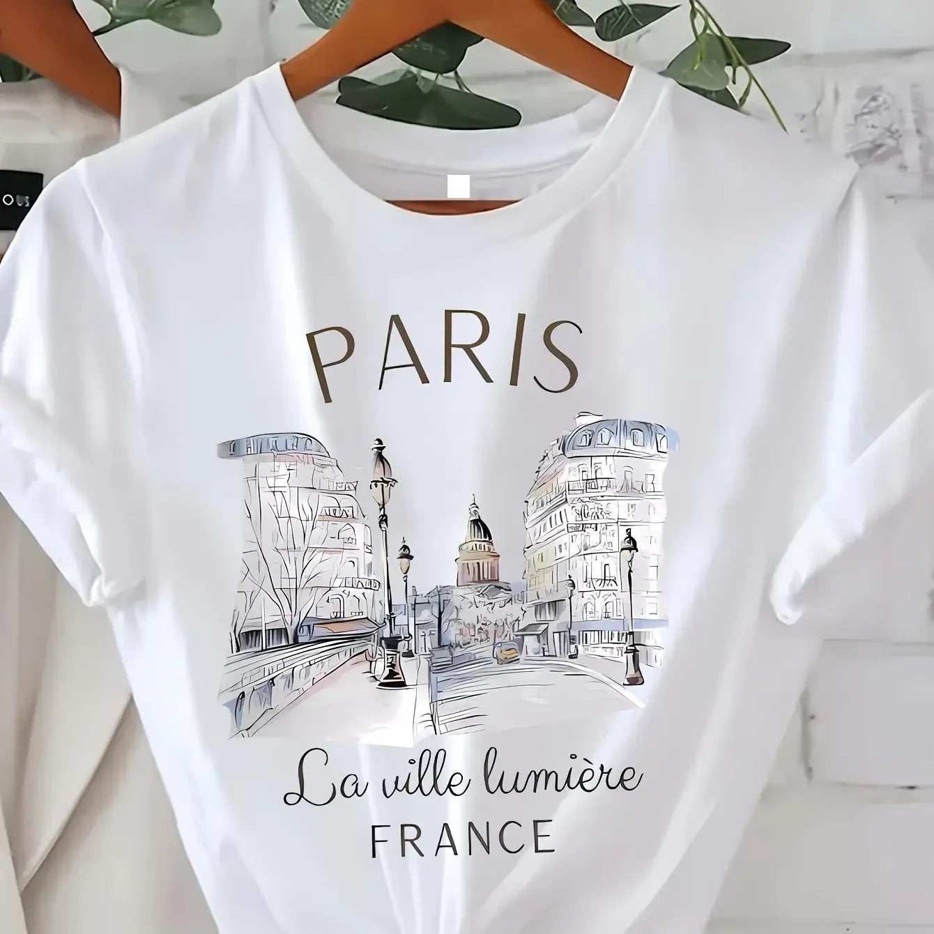 90er Jahre T-Shirt Paris Damen Print T-Shirt Mädchen Kurzarm Rundhalsausschnitt Casual Top für Sommer Frühling Damenbekleidung