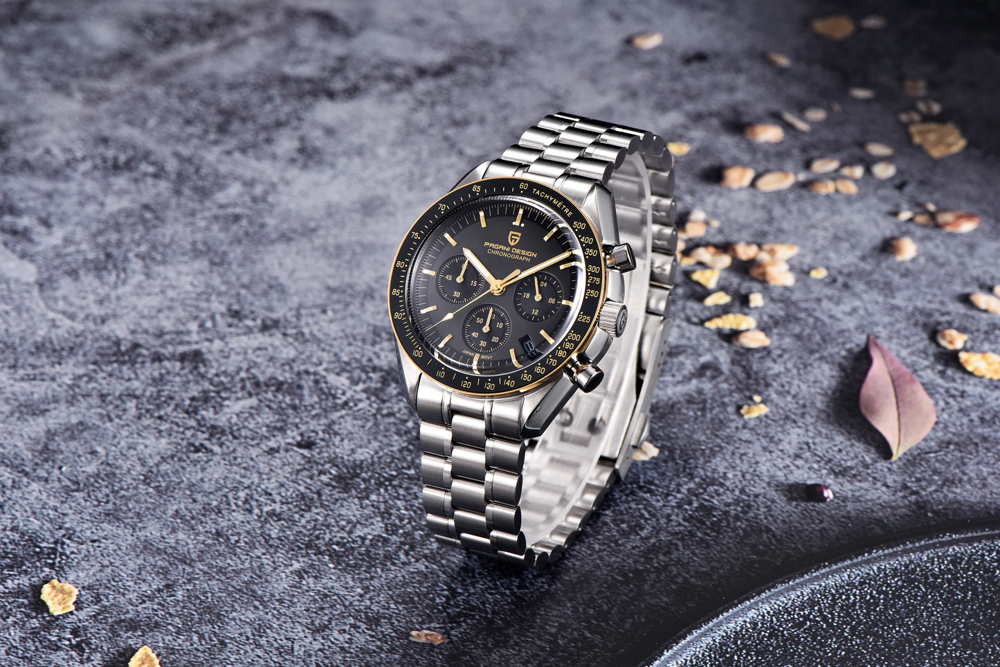 PAGANI DESIGN 2025 New Saturn Men's Watches Top Luxury Quartz Watch Men Light Tan Chronograph AR Sapphire crystal Wristwatch Men.