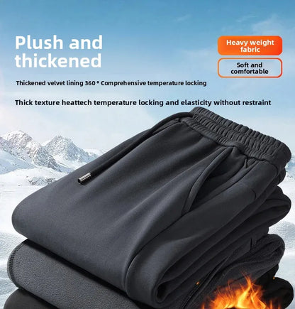 Men's Plus Size Pants Thickened Fleece Lined Thickened Autumn Winter Casual Trousers Loose Warm Outerwear Cold Proof Clothing.