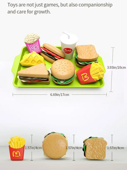 9 PCS Set Detachable Plastic Snack Hamburger Pretend Toy Kids Kitchen Play House Food Toy.