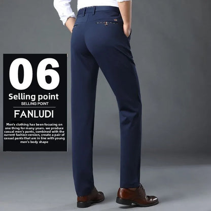 Men's Travel Dress Pants Stretch, No Iron Required Business Trousers, British Classic Slim Fit Lightweight Office Work Pants