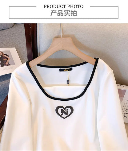 150kg plus size Damen büste Herbst Frühling lose einz eilige Hals Langarm Sweatshirt schwarz weiß 5xl 6xl 7xl 8xl 9xl