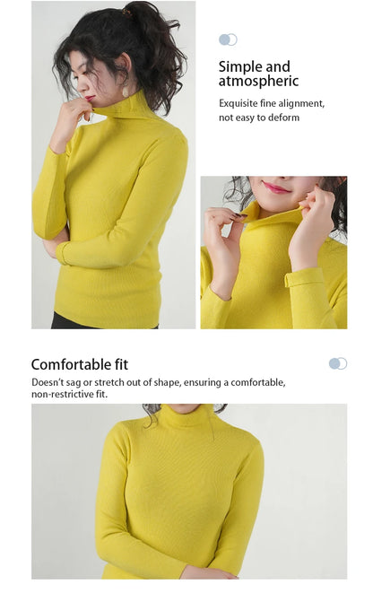 Frauen Pullover Winter Warm Hohe Kragen Strickwaren Langarm Schlank Jumper Frau Thermische Tops Kleidung Pullover Rollkragen Pullover