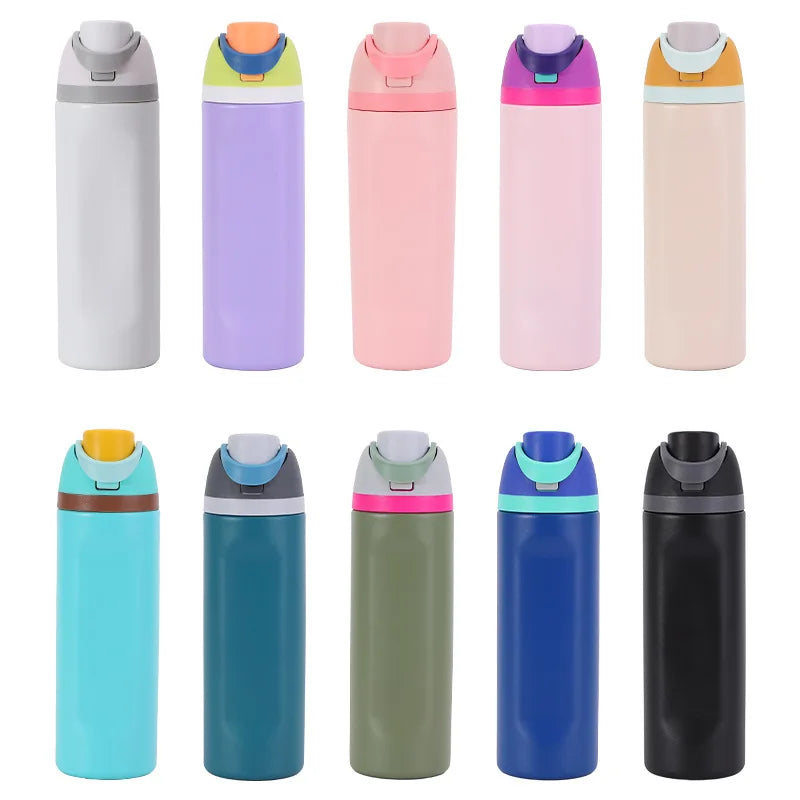 16/19/24/32OZ New 304 Stainless Steel Fitness Cup with Handle, Macaron Colored Insulated Bottle Large Capacity Straw Fruit Cup.