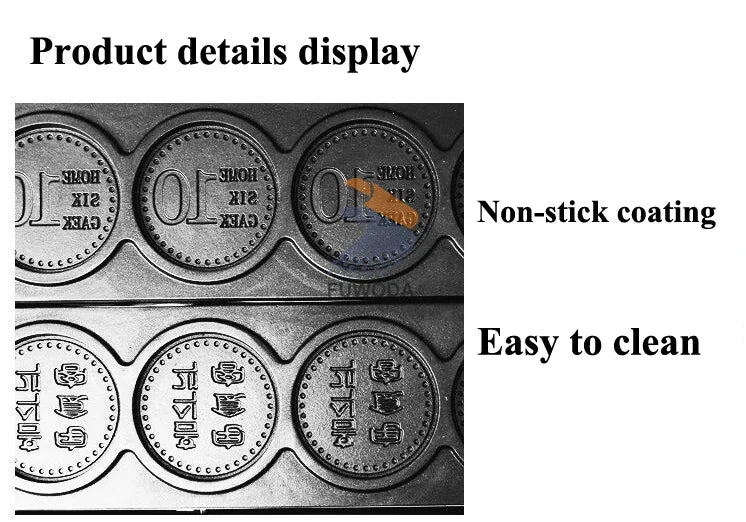 4pcs Non-stick Coating Gold Coin Waffle Machine Korean 10 Won Gold Coin Waffle Maker Machine 3000W Round Coin Cake Machine.
