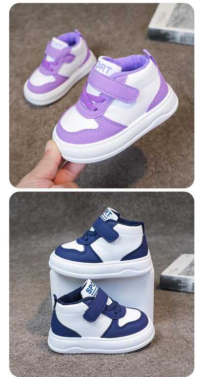 Fashion Kids Sneakers Spring Autumn High Top Breathable Casual Shoes Girls Non-slip Board Shoes Boys Outdoors Basketball Shoes