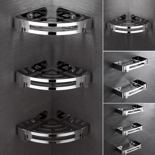 1/2 Schichten Eck-Duschregal für Badezimmer, Shampoo, Duschregal, Halter aus Edelstahl 304, stanzfrei, Küchenstativ, Eckständer