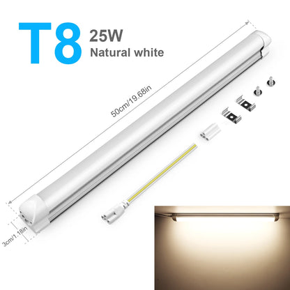 Energy Saving T5/T8 15W/25W LED Tube AC220V Fluorescent Tube Bulb for Shop Exhibition Halls Lighting,EU US Plug Connect Wire