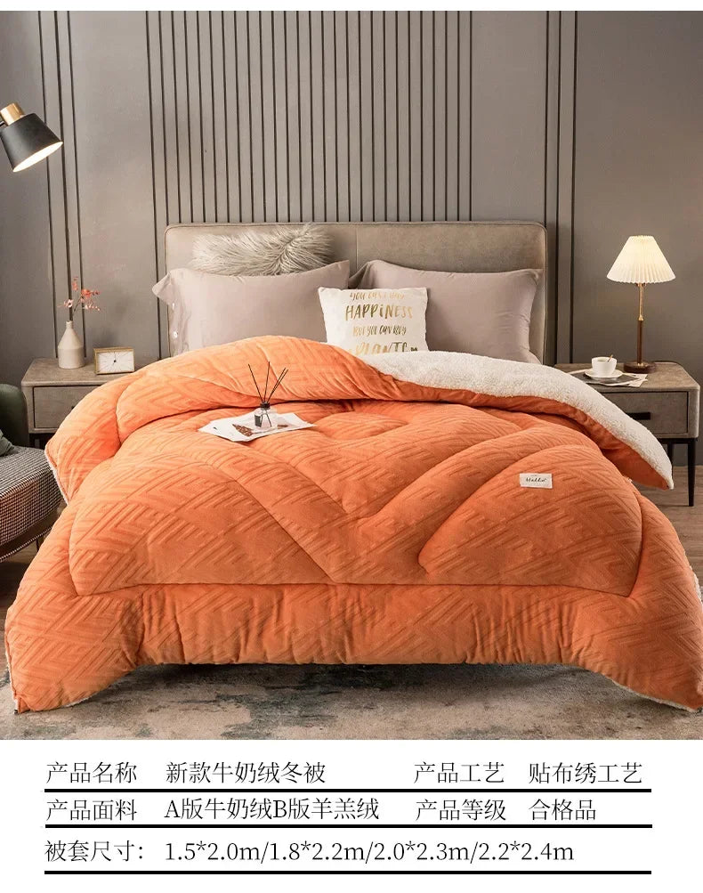 Super Warm Lamb Wool Quilt Winter Thickened Cotton Quilt Warm Cotton Double Sided Velvet Soft Extra Large Blanket 이불.