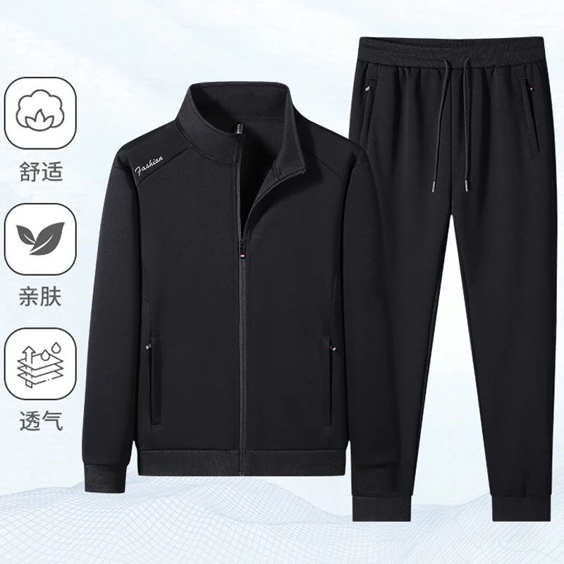 Plus Size 6XL 7XL Men's Sportswear Casual Cotton Tracksuits Men Sets Outwear Jacket+Sweatpant Joggers Running Winter Sports Suit.