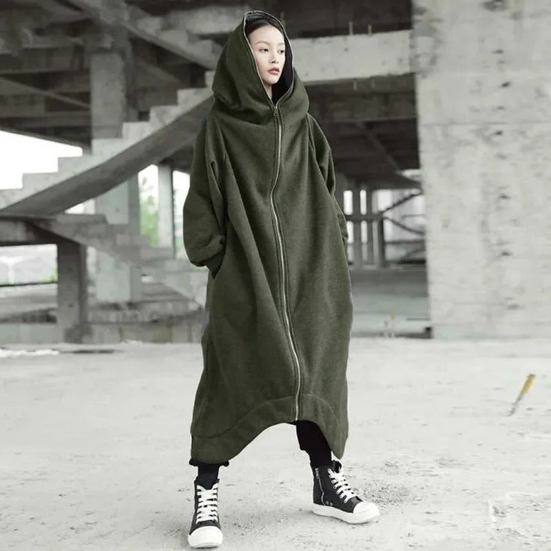 Women Long Sleeve Casual  Hooded Coats Winter Fleece Jackets Korean Sweatshirt Coat Loose Outwear Windbreakers M-5XL