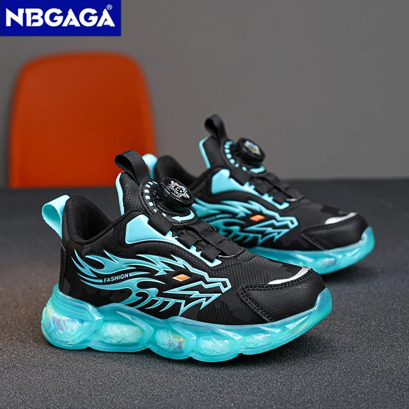 New Anti-skid Leather Kids Sneakers for Boys Running  Walking Lightweight Casual Shoes With Fashion Dragon Pattern Size 28-39.