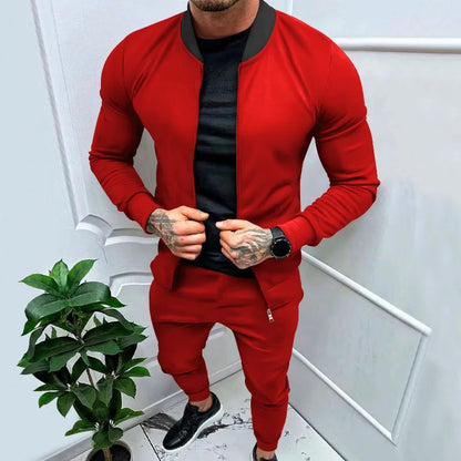 Amazon 2024 European and American men's clothing fitness sports trend outdoor leisure men's zipper suit