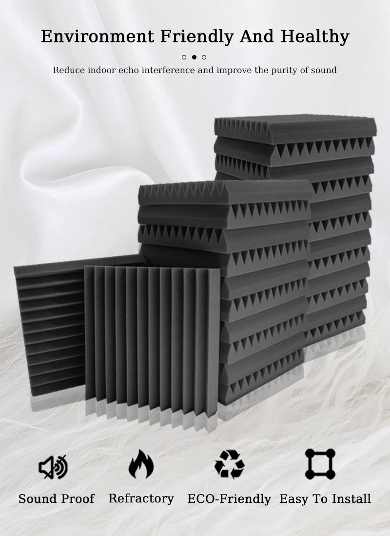 TOUO Panel Soundproofing 6-48 Pack Studio Acoustic Foam Sound Absorbing Foam Panel House Isolation Wall Acoustic Foam Sponge Pad