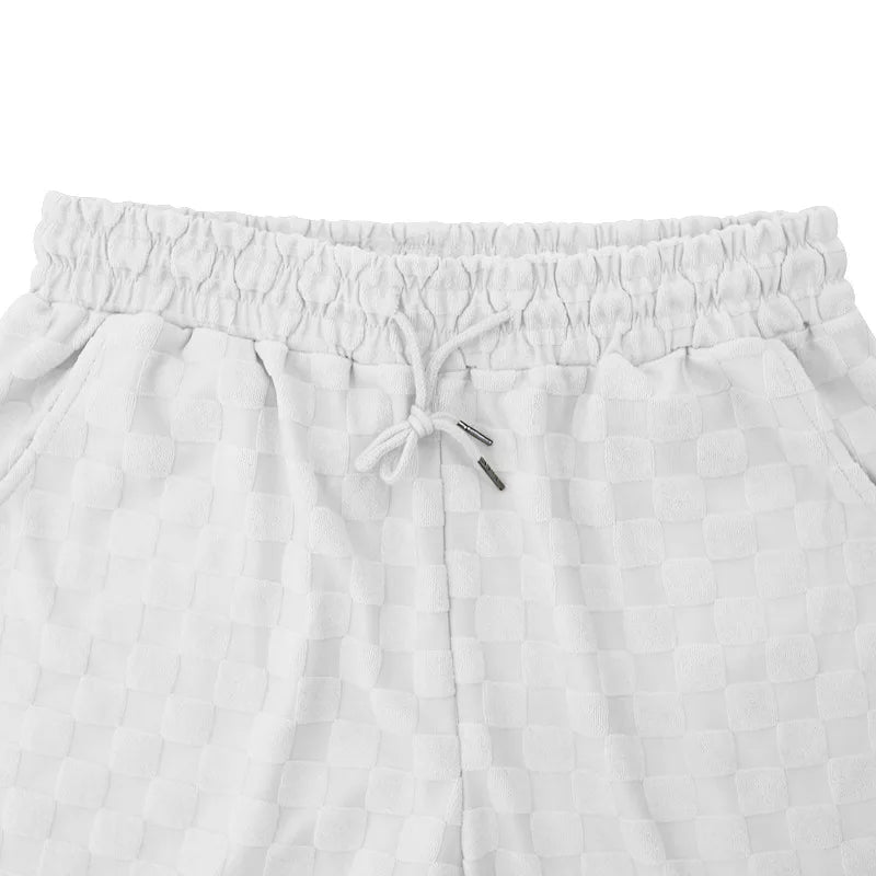 European and American Oversized Fashion Brand Men's Summer New Chessboard Plaid Loose Sports and Leisure Two-Piece Set.