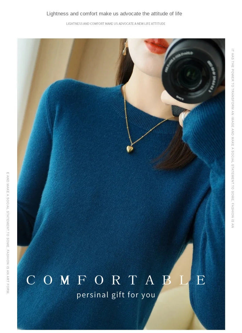 Herbst Winter frauen Pullover Oansatz Kaschmir Solide Pullover Schlank Bodenbildung Shirt Langarm Casual Grundlegende Pull Femme Pullover