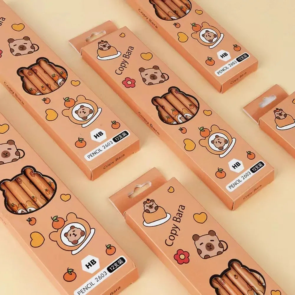 12 Teile/satz Capybara Schreiben Bleistift Cartoon HB Holz Bleistift Zeichnung Schreibwaren für Kinder Student Schule Liefert.