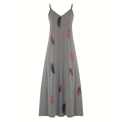 8-farbiges, ganzjähriges, schickes Maxikleid mit Federdruck, lässig, V-Ausschnitt, bequem, dehnbar, pflegeleicht.