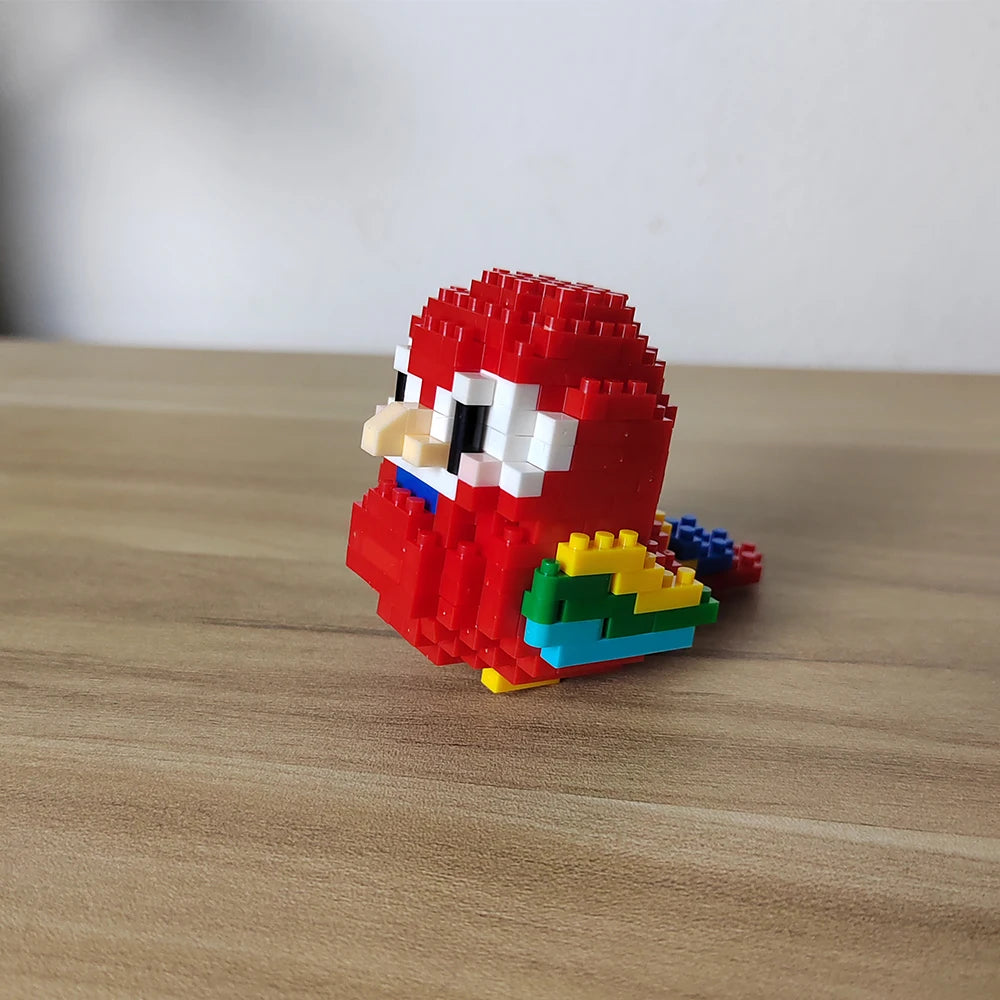 KNEW BUILT Colorful Parrot Micro Mini Building Blocks Assembly Toys 3D Model Bricks for Birds Funs Hands-on Ability Gift.