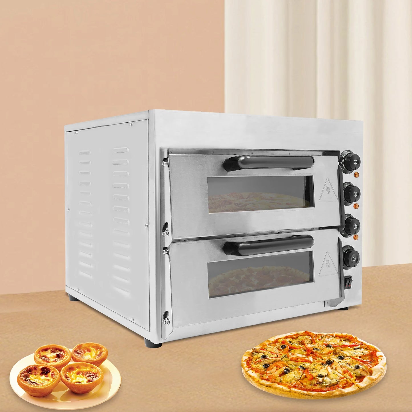 3000 W Pizzaofen 2 Etagen Toaster Bäckerofen Edelstahl Elektrischer Pizzaofen Backmaschine Elektrischer Backofen Küche Micr