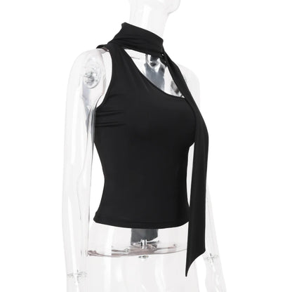 Candyhot Irregular Solid Off Shoulder Tube Top Fashion Trend Sleeveless Backless Tops Autumn New For 2025 High Street Women Vest