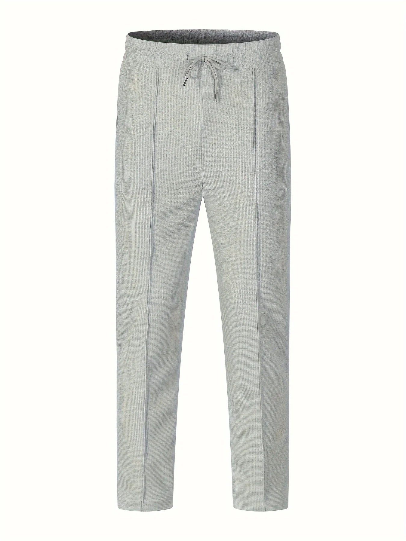 Mens Stylish Waffle Pants - Casual Sports Slim Fit with Adjustable Drawstring Secure Pockets for All Seasons - Perfect Outdoor.
