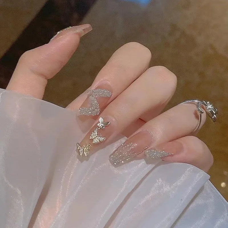 24Pcs 3D kuromi press on nails Y2K Cartoon Handmade Fake Nails Black Gel nail Wearable Nails Cinnamoroll Melody Anime False Nail.