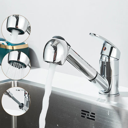 Kitchen Faucets Chrome Deck Mount Bathroom Basin Faucets Single Handle Single Hole Hot and Cold Water