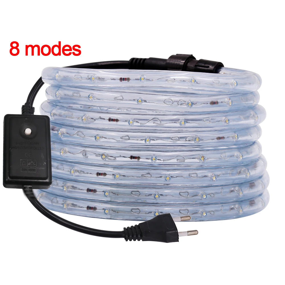AC 220V Neon LED Strip Waterproof 360 Degree Round Neon Sign Light Blue Red White Outdoor Rainbow Tube Rope Light Party Decor.