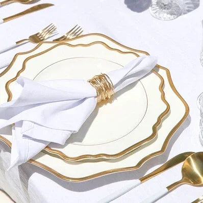 Multi Size Nordic Phnom Penh White Sun Flower Ceramic Plate Set Restaurant Wedding Household Bone China Western Steak Salad Dish.