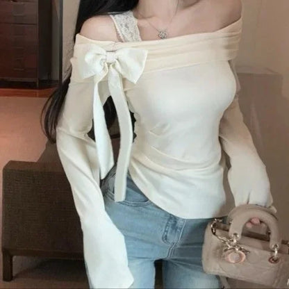 New Women's One-Shoulder Bodycon Shirt Spring Fashion Cover-Up French Style Korean Small Top Sleeveless Collarless Design.