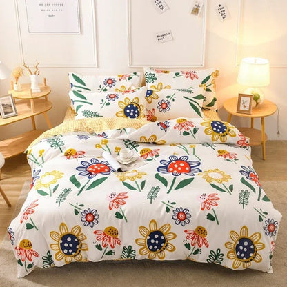 New Comfortable Soft Skin-friendly Cotton Aloe Vera Cotton Four-piece Set Active Cotton Bedding Sheet Quilt Cover