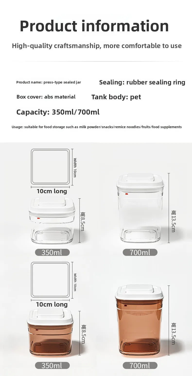 Square press storage tank sealed tank kitchen grains plastic candy jar fruit powder box transparent storage tank