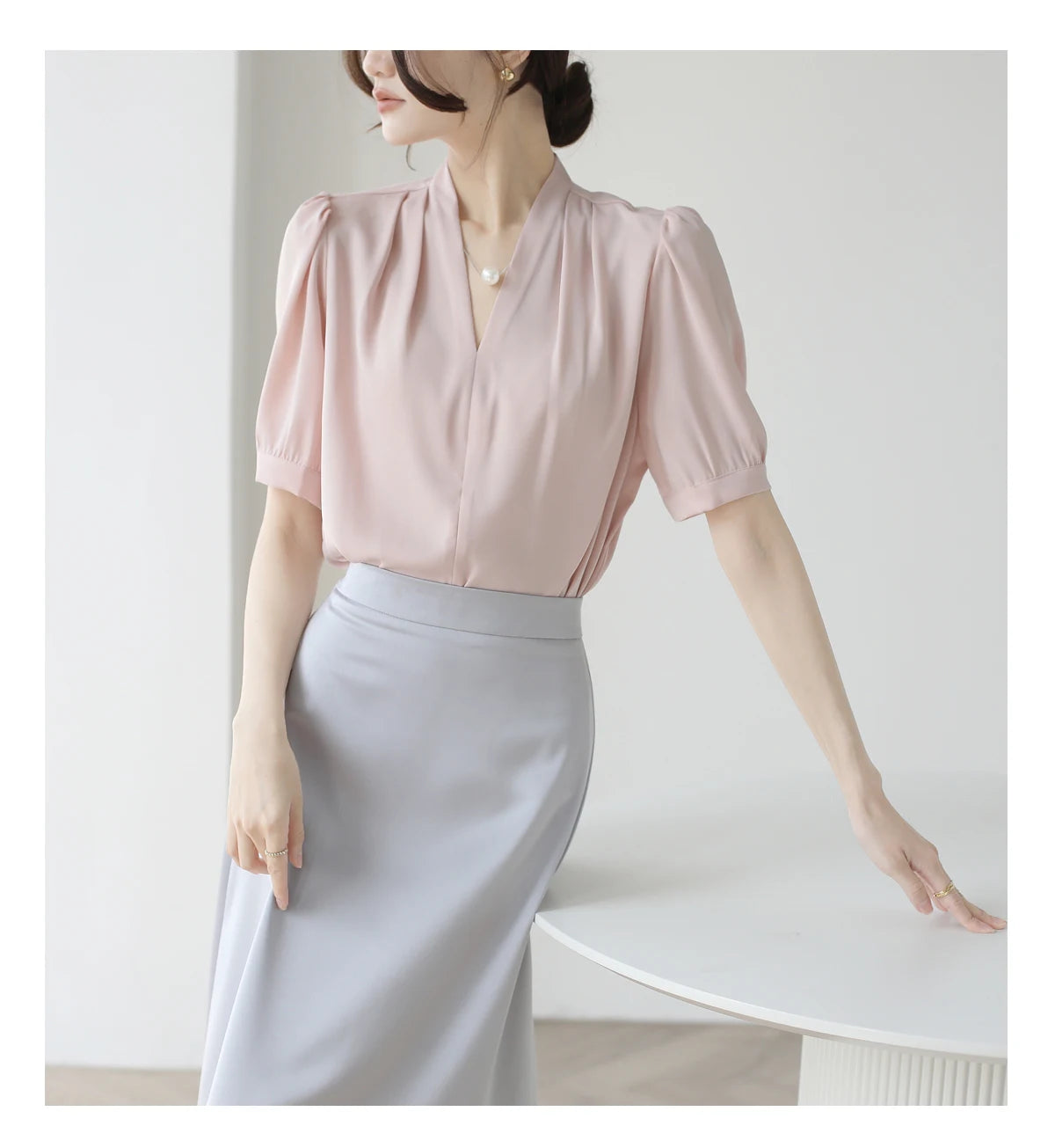 2025 Fashion Summer Short Sleeve V-Neck Women Blouse White Blouse Shirt Women Tops Blouses Shirts Blusas De Mujer Camisas P856