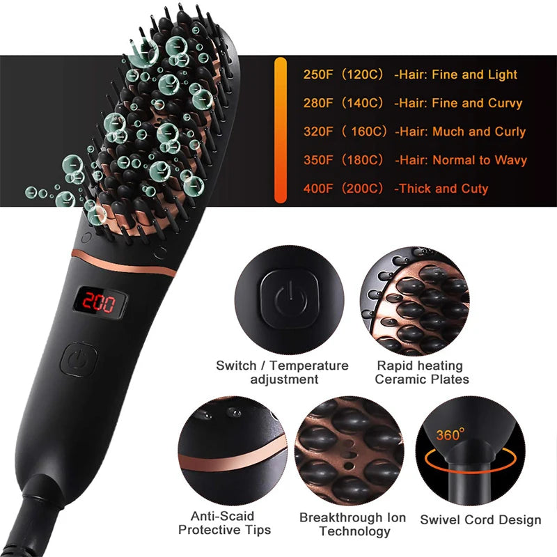Hot Comb Beard Straightener Brush PTC Multifunctional Household Quick Beard Styler Hair Straightening.