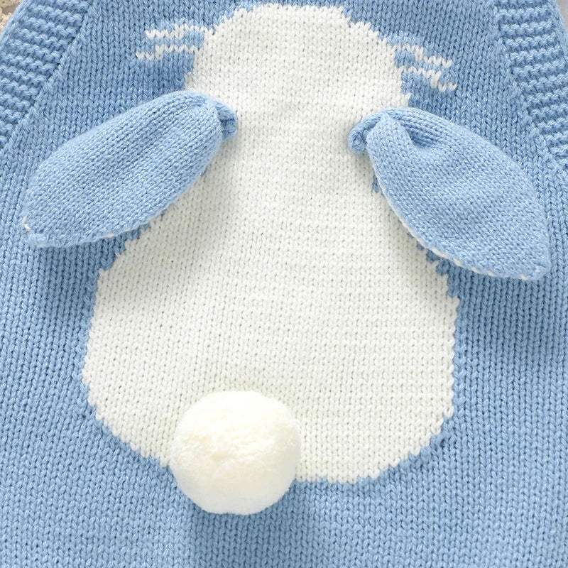 Baby Bodys Gestrickte Infant Mädchen Junge Sling Overall Ärmel Neugeborenen Kind Kleidung Niedlichen Cartoon Bunny 0-18M Overalls mode.