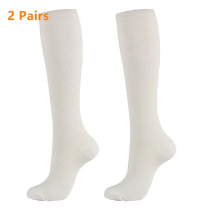 2 Pairs Compression Stockings Blood Circulation Promotion Slimming Sport Nurse Socks Anti Fatigue Comfort Knee High.