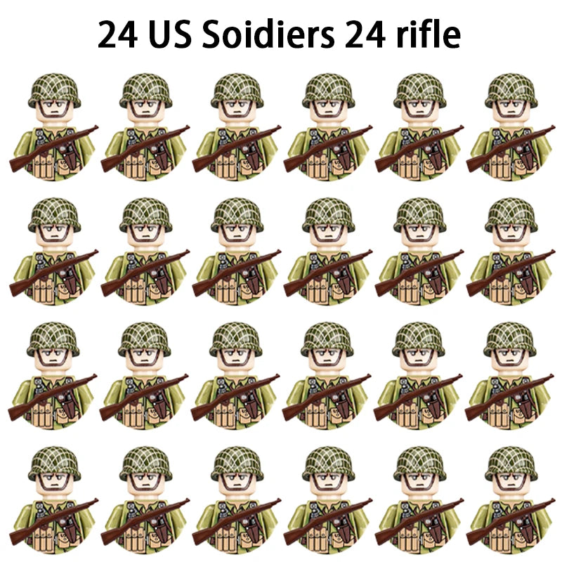 WWII Infantry Military Soldier War National Army Mini Gun Weapon Models Building Blocks Building Blocks Toys for Kids