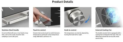 Karinear Ceramic Hob 2 Zones, 3200W Plug in Electric Hob with Safety Lock, Knobs&Touch Control, 56cm Coutertop Freestanding 240V.