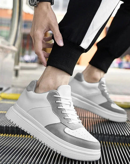 PDEP Neue Höhe Zunehmende Schuhe für Männer 10 cm Unsichtbare Aufzug Turnschuhe Weiß Leder Sport Zapatillas De Hombre Große Größe 46