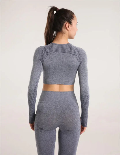 Sexy Seamless Knitted Yoga Sportswear Set Women's Quick Dry Tight Fitness Clothes Set Comfortable High-End Sensation.