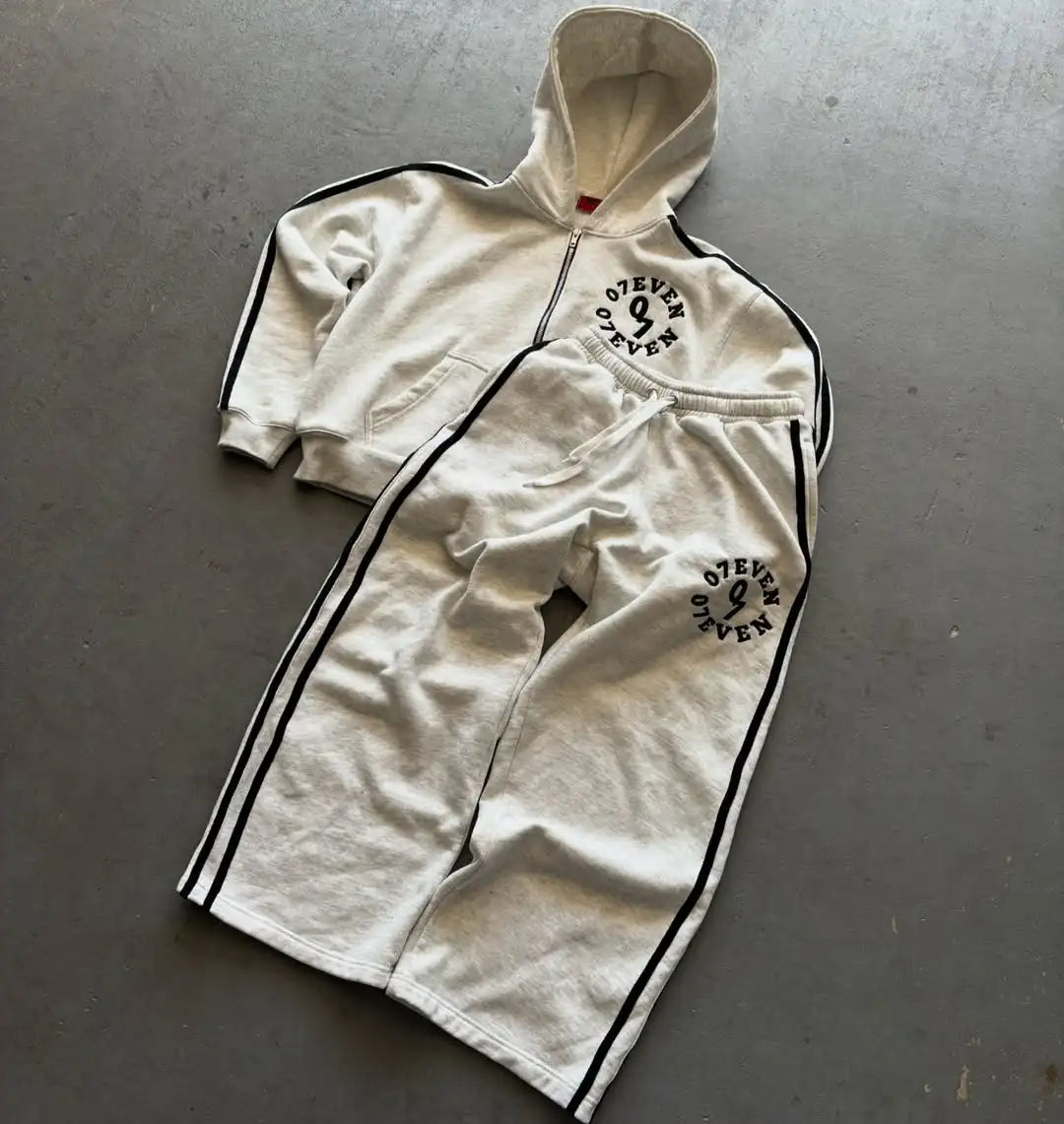 New embroidered retro pattern zipper hoodie Y2K men clothing Harajuku women clothing casual sweatpants couple suit tracksuit.