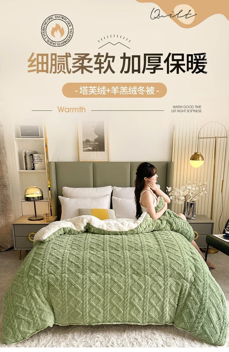 New Super Thick Winter Warm Blanket for Bed Artificial Lamb Cashmere Weighted Blankets Soft Comfortable Warmth Quilt Comforter.